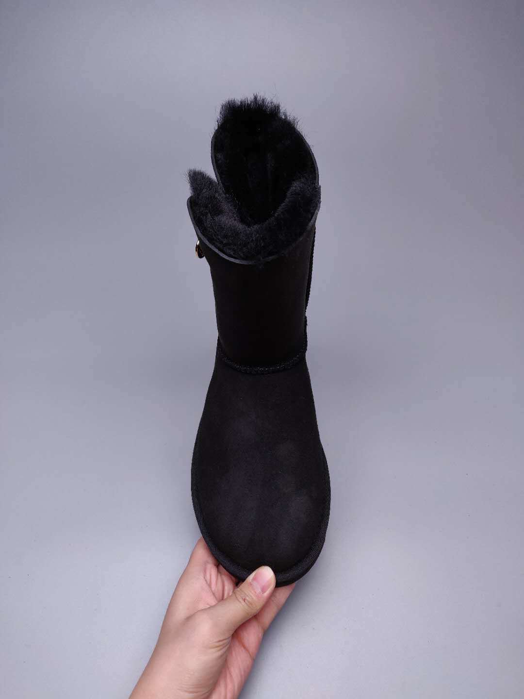 Black Side Zip Mid-Calf Boots — New Arrival | In Stock