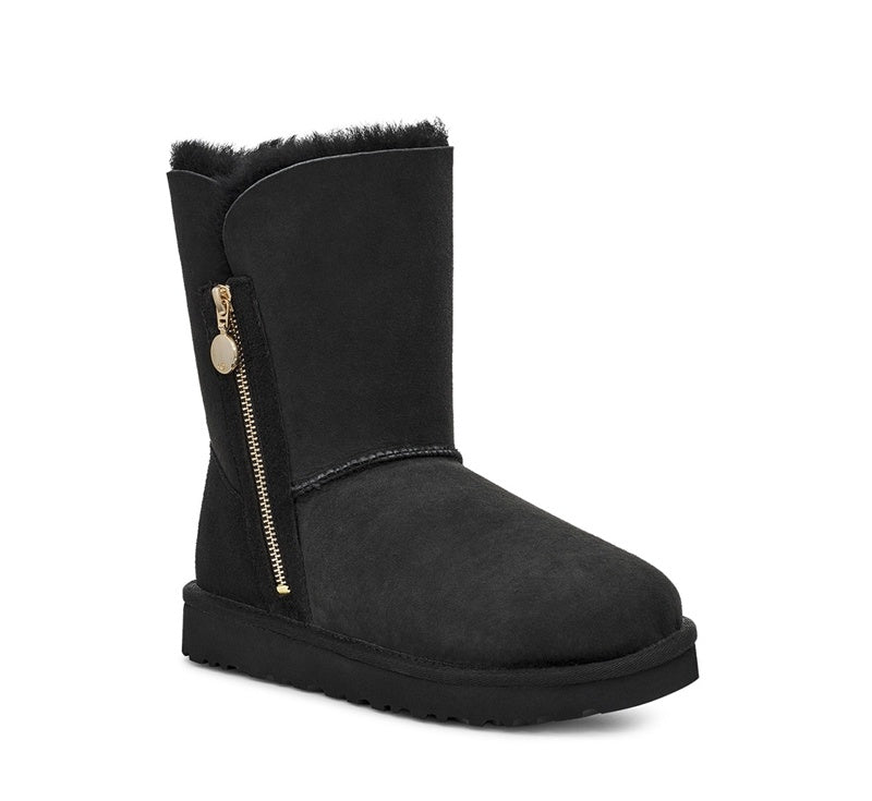 Black Side Zip Mid-Calf Boots — New Arrival | In Stock