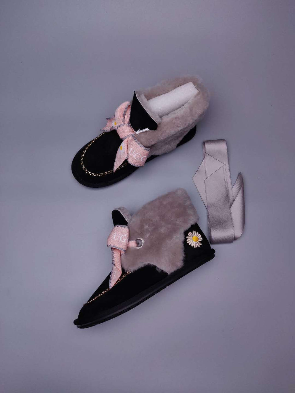 Daisy Chain Ribbon Snow Boot — Black | New Arrival | In Stock