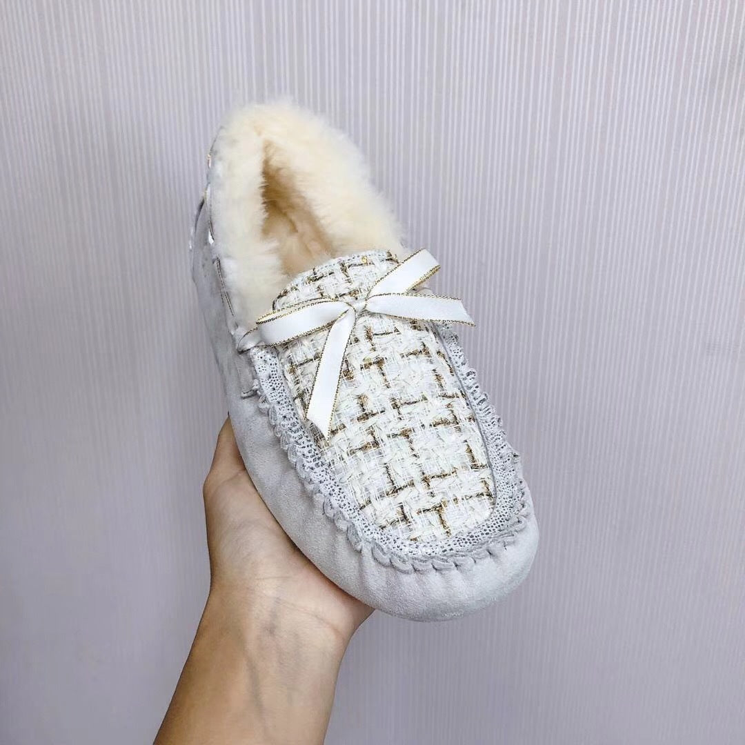 Pearl White Chanel-Style Driving Loafers — Sophisticated & Chic | New Arrival | In Stock