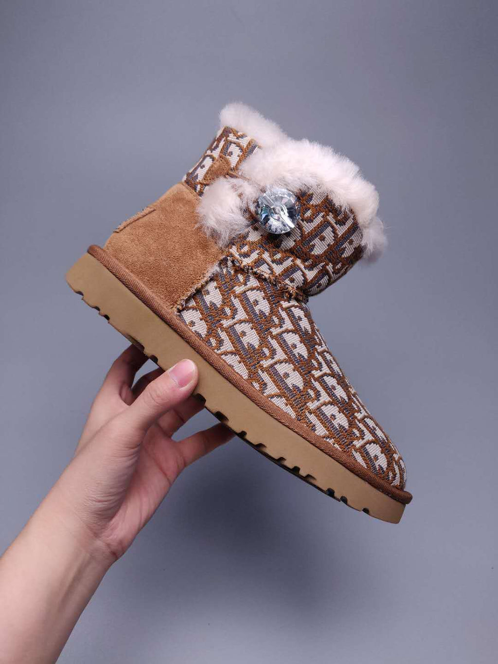 Dior-Inspired Textured Snow Boot — Chestnut | New Arrival | In Stock
