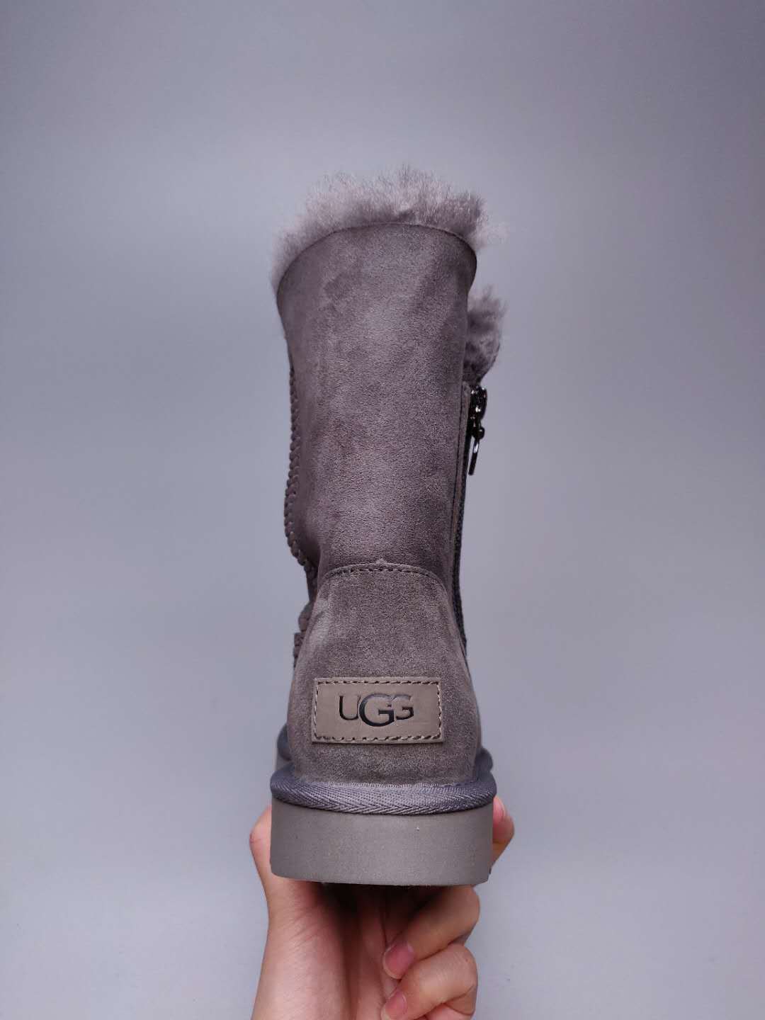 Grey Side Zip Mid-Calf Boots — New Arrival | In Stock
