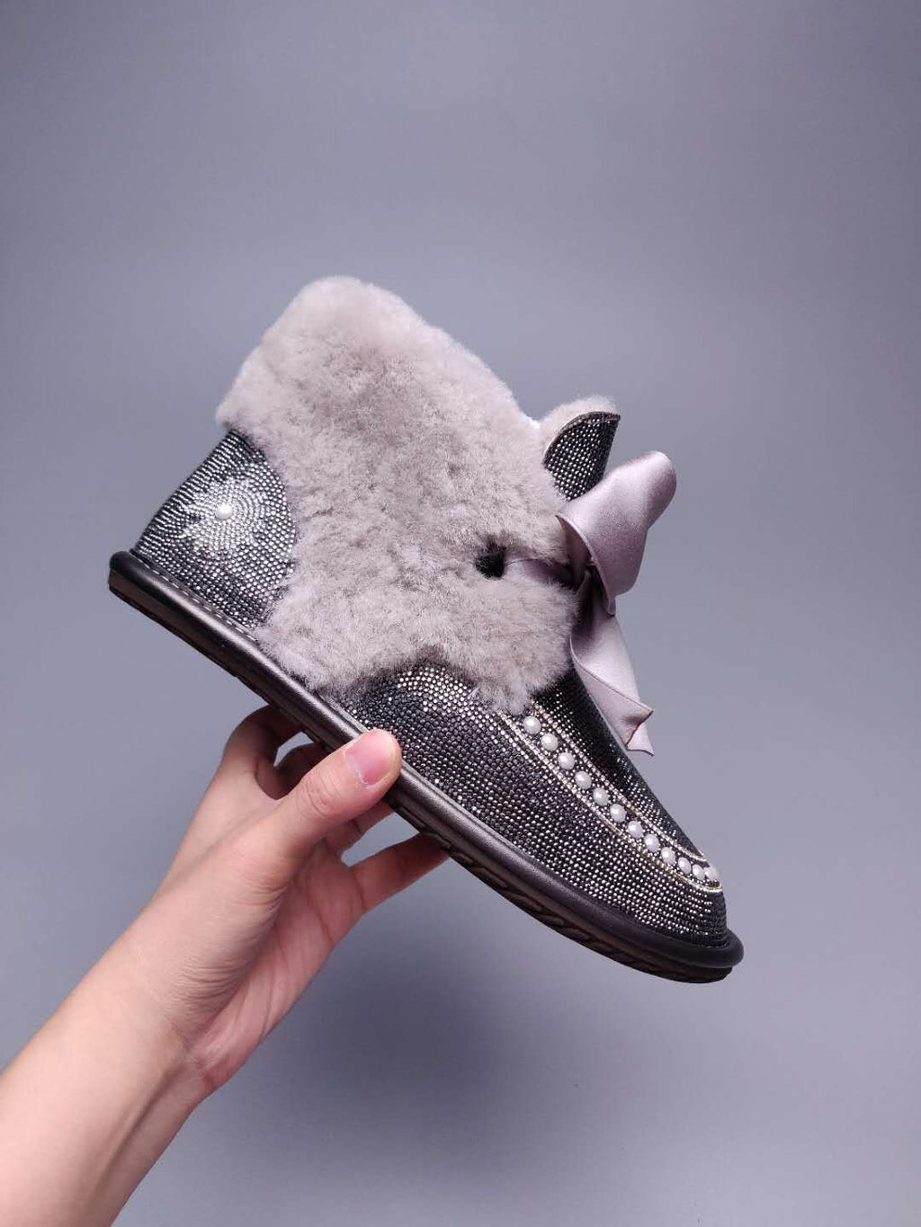 Daisy Crystal Ribbon Snow Boot — Mineral Grey | New Arrival | In Stock