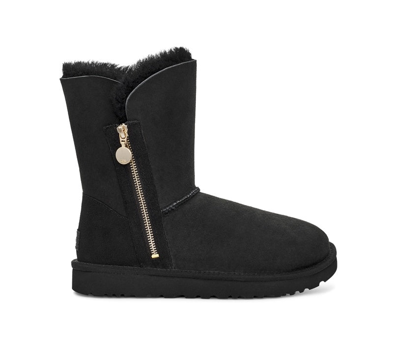 Black Side Zip Mid-Calf Boots — New Arrival | In Stock