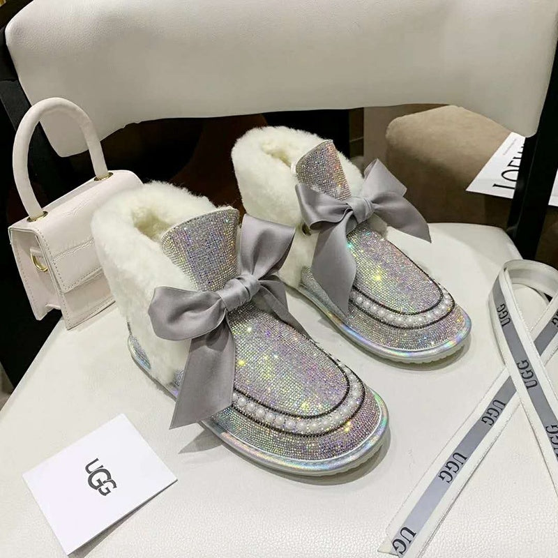 Daisy Crystal Ribbon Snow Boot — Iridescent | New Arrival | In Stock